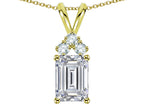 Star K Classic Emerald Octagon Cut 8x6mm Genuine White Topaz Rabbit Ear Pendant Necklace