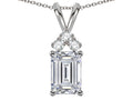 Star K Classic Emerald Octagon Cut 8x6mm Genuine White Topaz Rabbit Ear Pendant Necklace