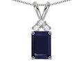 Star K Classic Emerald Octagon Cut 8x6mm Genuine Sapphire Rabbit Ear Pendant Necklace