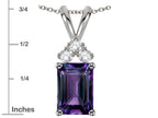 Star K Classic Emerald Octagon Cut 8x6mm Simulated Alexandrite Rabbit Ear Pendant Necklace