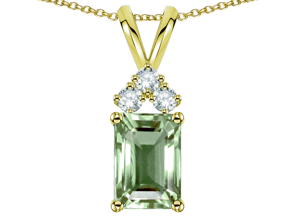 Star K Classic Emerald Octagon Cut 8x6mm Genuine Green Amethyst Rabbit Ear Pendant Necklace