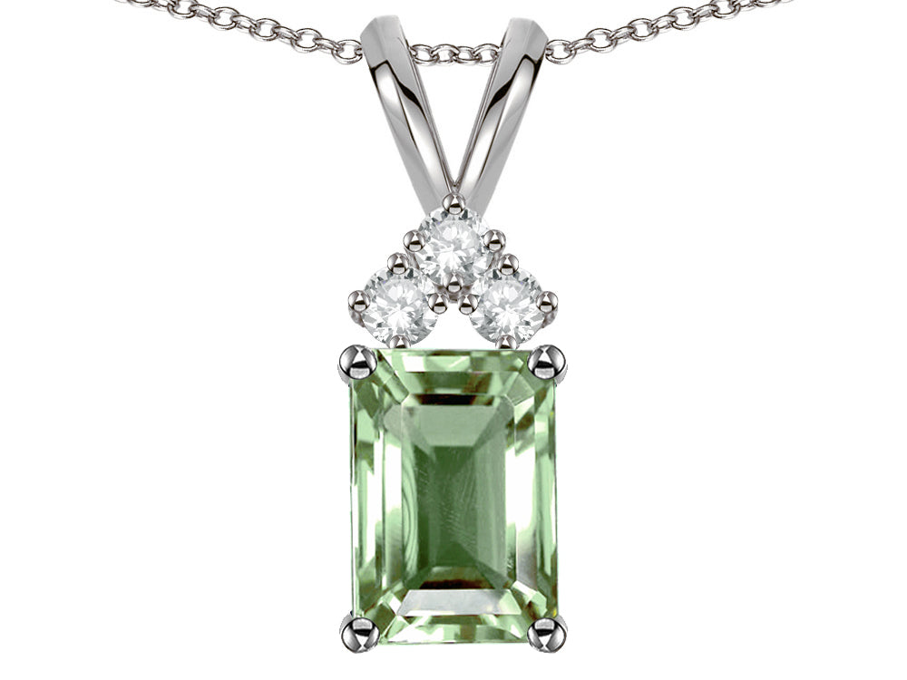 Star K Classic Emerald Octagon Cut 8x6mm Genuine Green Amethyst Rabbit Ear Pendant Necklace