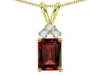 Star K Classic Emerald Octagon Cut 8x6mm Genuine Garnet Rabbit Ear Pendant Necklace