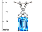 Star K Classic Emerald Octagon Cut 8x6mm Genuine Blue Topaz Rabbit Ear Pendant Necklace