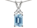 Star K Classic Emerald Octagon Cut 8x6mm Genuine Sky Blue Topaz Rabbit Ear Pendant Necklace