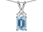 Star K Classic Emerald Octagon Cut 8x6mm Genuine Sky Blue Topaz Rabbit Ear Pendant Necklace