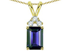 Star K Classic Emerald Octagon Cut 8x6mm Genuine Iolite Rabbit Ear Pendant Necklace