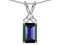 Star K Classic Emerald Octagon Cut 8x6mm Genuine Iolite Rabbit Ear Pendant Necklace