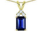 Star K Classic Emerald Octagon Cut 8x6mm Created Sapphire Rabbit Ear Pendant Necklace
