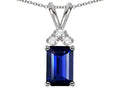 Star K Classic Emerald Octagon Cut 8x6mm Created Sapphire Rabbit Ear Pendant Necklace