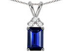 Star K Classic Emerald Octagon Cut 8x6mm Created Sapphire Rabbit Ear Pendant Necklace