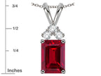 Star K Classic Emerald Octagon Cut 8x6mm Created Ruby Rabbit Ear Pendant Necklace
