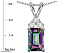 Star K Classic Emerald Octagon Cut 8x6mm Rainbow Mystic Topaz Rabbit Ear Pendant Necklace