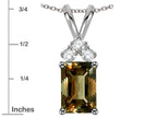 Star K Classic Emerald Octagon Cut 8x6mm Genuine Smoky Quartz Rabbit Ear Pendant Necklace
