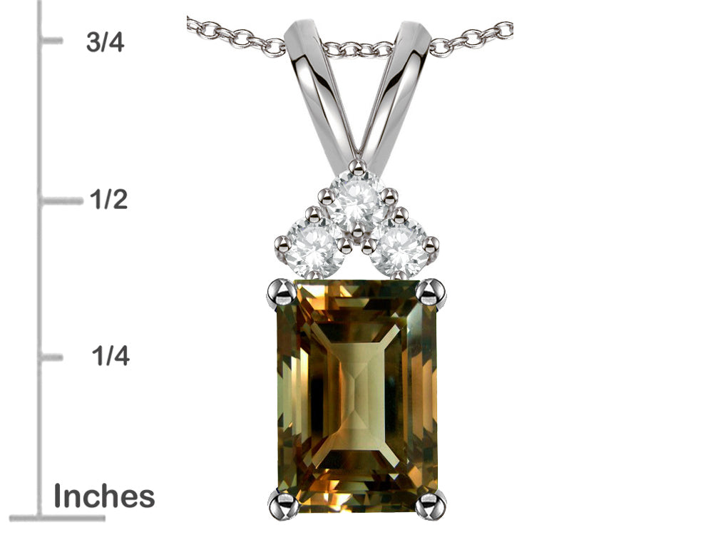 Star K Classic Emerald Octagon Cut 8x6mm Genuine Smoky Quartz Rabbit Ear Pendant Necklace