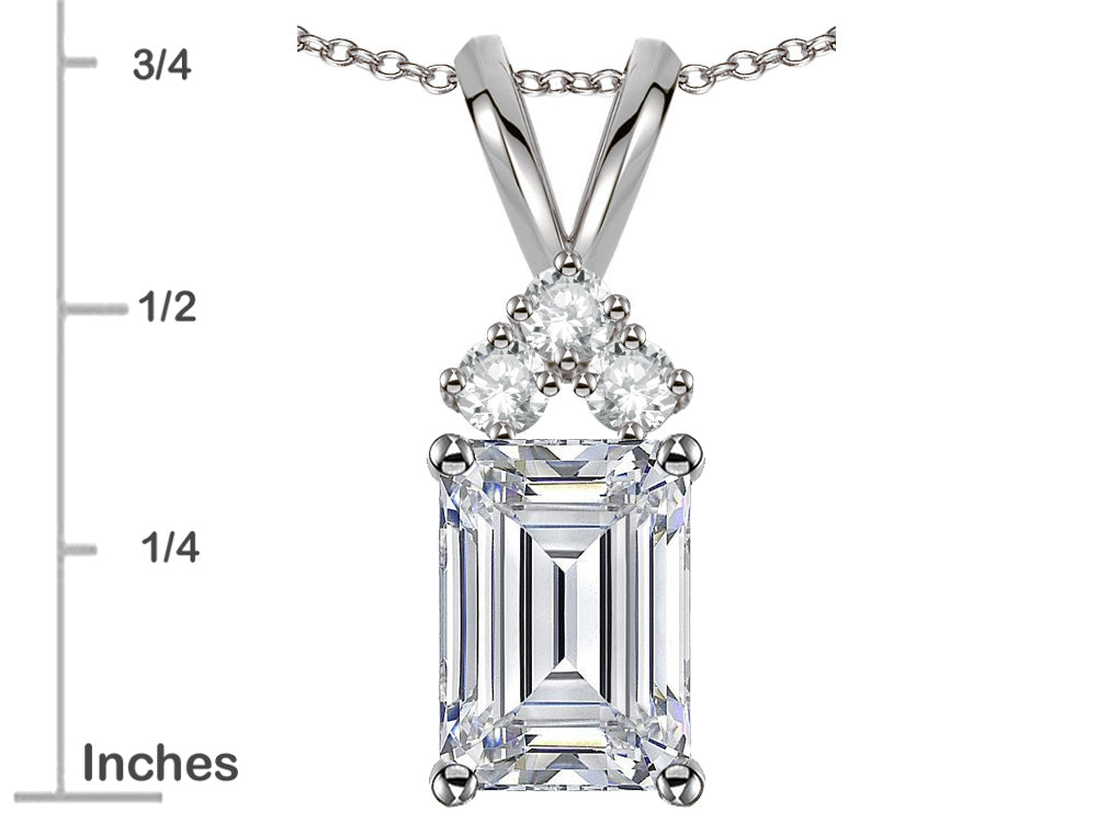 Star K Classic Emerald Octagon Cut 8x6mm Genuine White Topaz Rabbit Ear Pendant Necklace