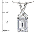 Star K Classic Emerald Octagon Cut 8x6mm Genuine White Topaz Rabbit Ear Pendant Necklace