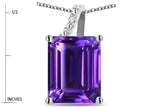 Original Star K Large 10x8 Octagon Emerald Cut Genuine Amethyst Pendant Necklace