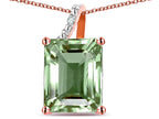 Original Star K Large 10x8 Octagon Emerald Cut Genuine Green Amethyst Pendant Necklace