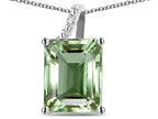 Original Star K Large 10x8 Octagon Emerald Cut Genuine Green Amethyst Pendant Necklace