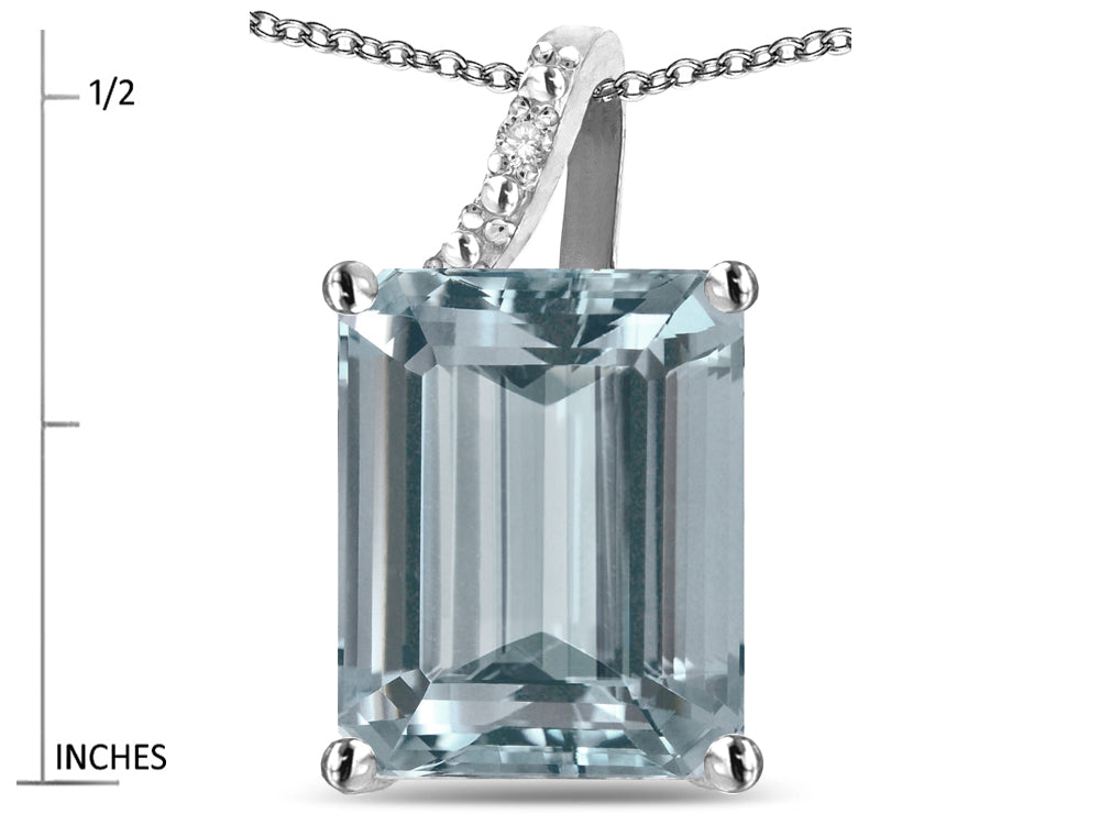 Original Star K Large 10x8 Octagon Emerald Cut Genuine Aquamarine Pendant Necklace