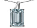 Original Star K Large 10x8 Octagon Emerald Cut Genuine Aquamarine Pendant Necklace