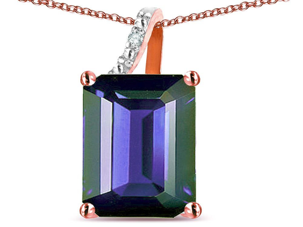 Original Star K Large 10x8 Octagon Emerald Cut Genuine Iolite Pendant Necklace