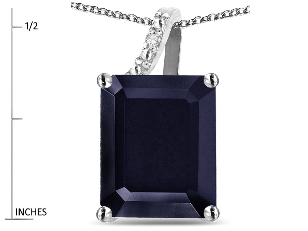 Original Star K Large 10x8 Octagon Emerald Cut Genuine Black Sapphire Pendant Necklace