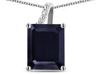 Original Star K Large 10x8 Octagon Emerald Cut Genuine Black Sapphire Pendant Necklace