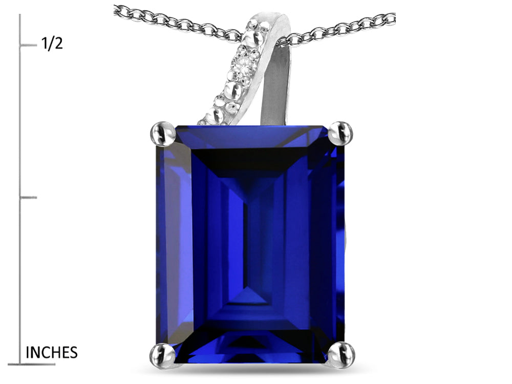 Original Star K Large 10x8 Octagon Emerald Cut Created Sapphire Pendant Necklace