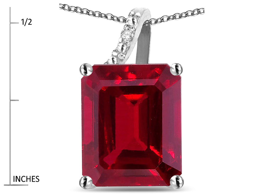 Original Star K Large 10x8 Octagon Emerald Cut Created Ruby Pendant Necklace