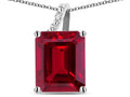Original Star K Large 10x8 Octagon Emerald Cut Created Ruby Pendant Necklace