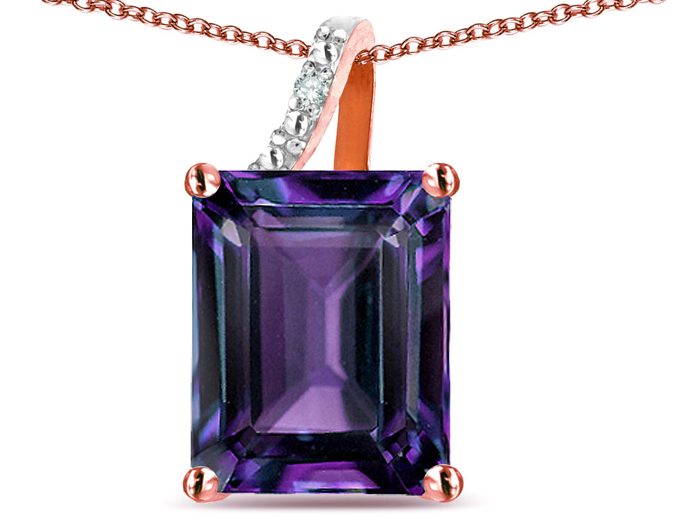 Original Star K Large 10x8 Octagon Emerald Cut Simulated Alexandrite Pendant Necklace