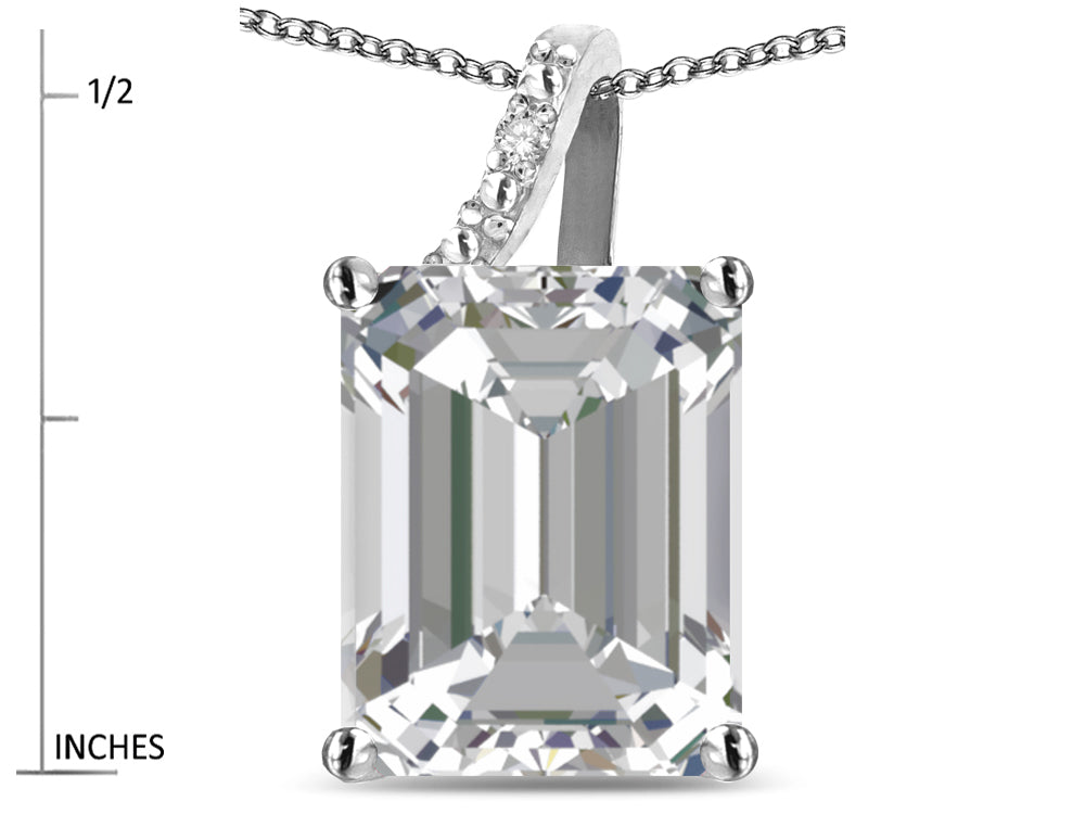 Original Star K Large 10x8 Octagon Emerald Cut Genuine White Topaz Pendant Necklace