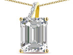 Original Star K Large 10x8 Octagon Emerald Cut Genuine White Topaz Pendant Necklace