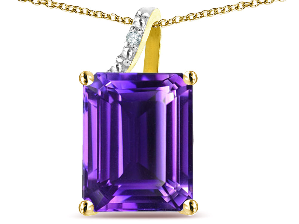 Original Star K Large 10x8 Octagon Emerald Cut Genuine Amethyst Pendant Necklace