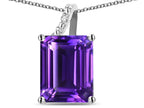 Original Star K Large 10x8 Octagon Emerald Cut Genuine Amethyst Pendant Necklace