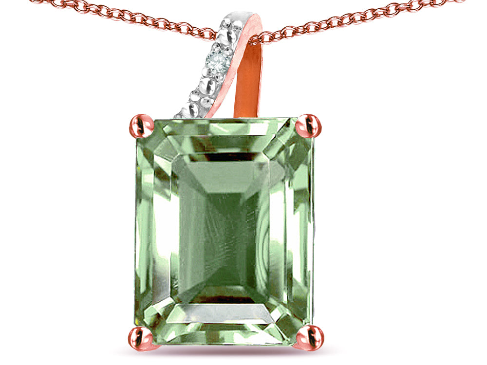Original Star K Large 10x8 Octagon Emerald Cut Genuine Green Amethyst Pendant Necklace