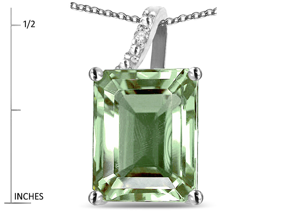 Original Star K Large 10x8 Octagon Emerald Cut Genuine Green Amethyst Pendant Necklace