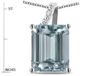 Original Star K Large 10x8 Octagon Emerald Cut Genuine Aquamarine Pendant Necklace
