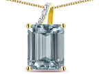 Original Star K Large 10x8 Octagon Emerald Cut Genuine Aquamarine Pendant Necklace
