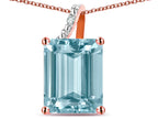 Original Star K Large 10x8 Octagon Emerald Cut Genuine Sky Blue Topaz Pendant Necklace
