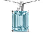 Original Star K Large 10x8 Octagon Emerald Cut Genuine Sky Blue Topaz Pendant Necklace