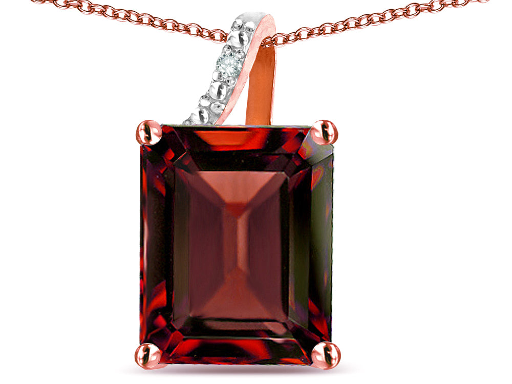 Original Star K Large 10x8 Octagon Emerald Cut Genuine Garnet Pendant Necklace