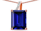 Original Star K Large 10x8 Octagon Emerald Cut Created Sapphire Pendant Necklace