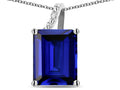 Original Star K Large 10x8 Octagon Emerald Cut Created Sapphire Pendant Necklace