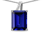 Original Star K Large 10x8 Octagon Emerald Cut Created Sapphire Pendant Necklace