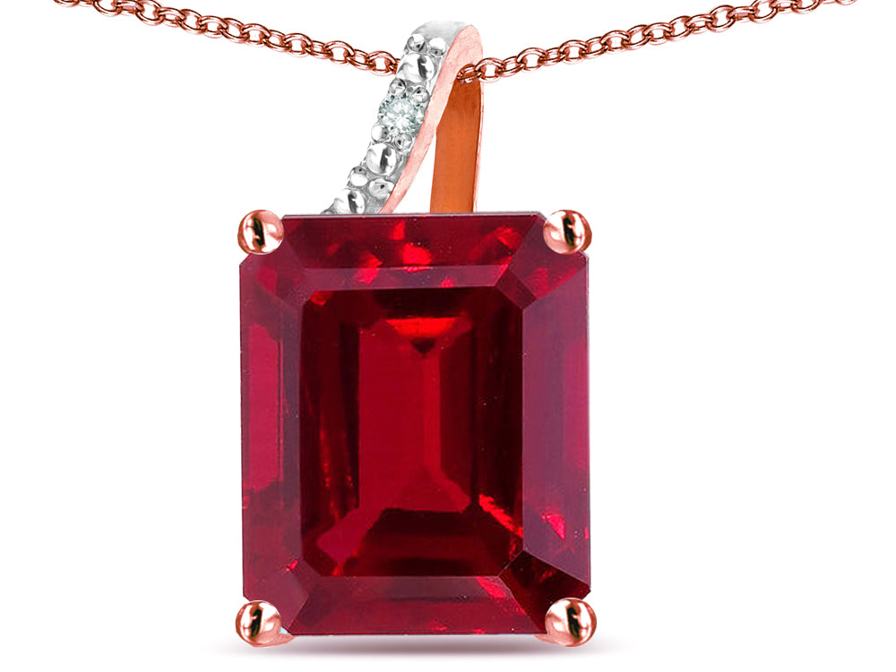 Original Star K Large 10x8 Octagon Emerald Cut Created Ruby Pendant Necklace