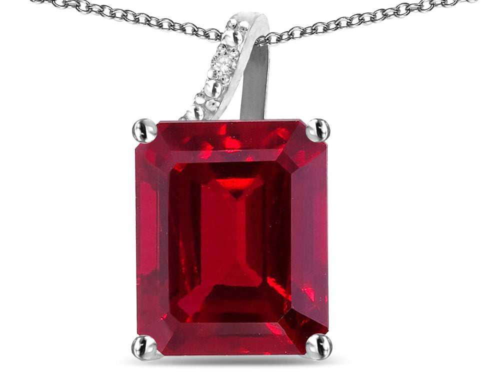 Original Star K Large 10x8 Octagon Emerald Cut Created Ruby Pendant Necklace
