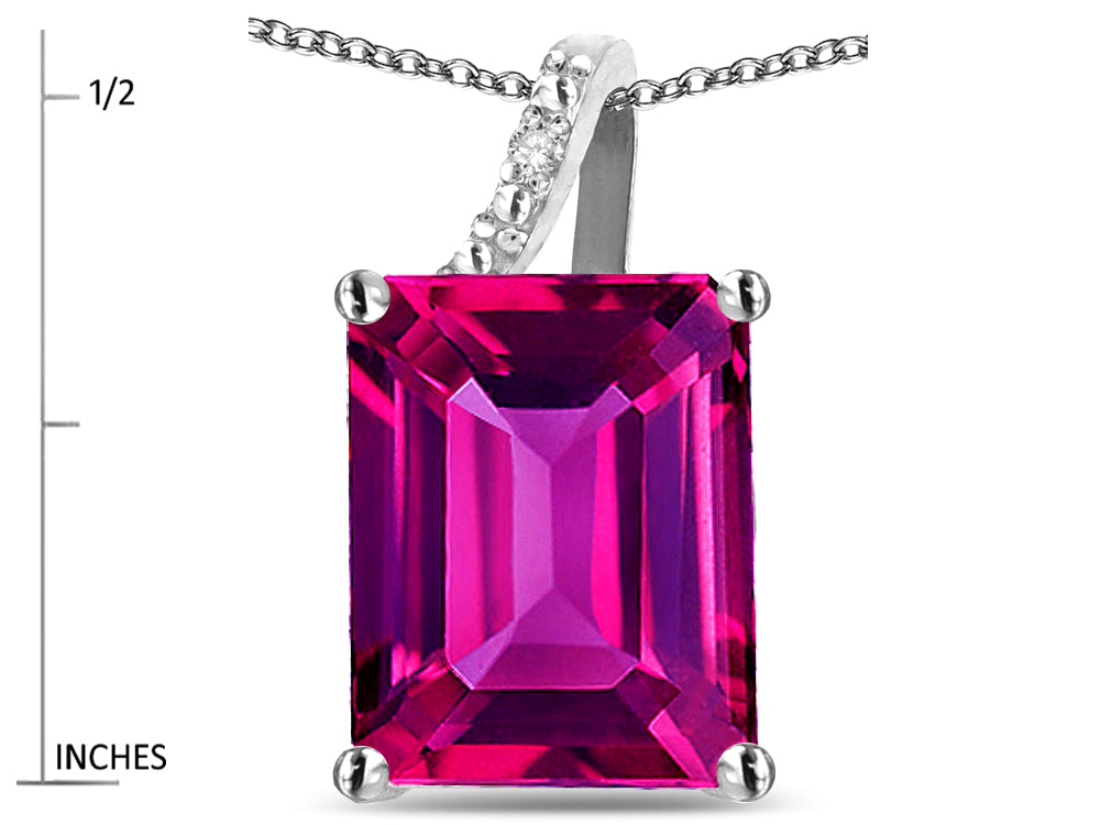Original Star K Large 10x8 Octagon Emerald Cut Simulated Pink Tourmaline Pendant Necklace